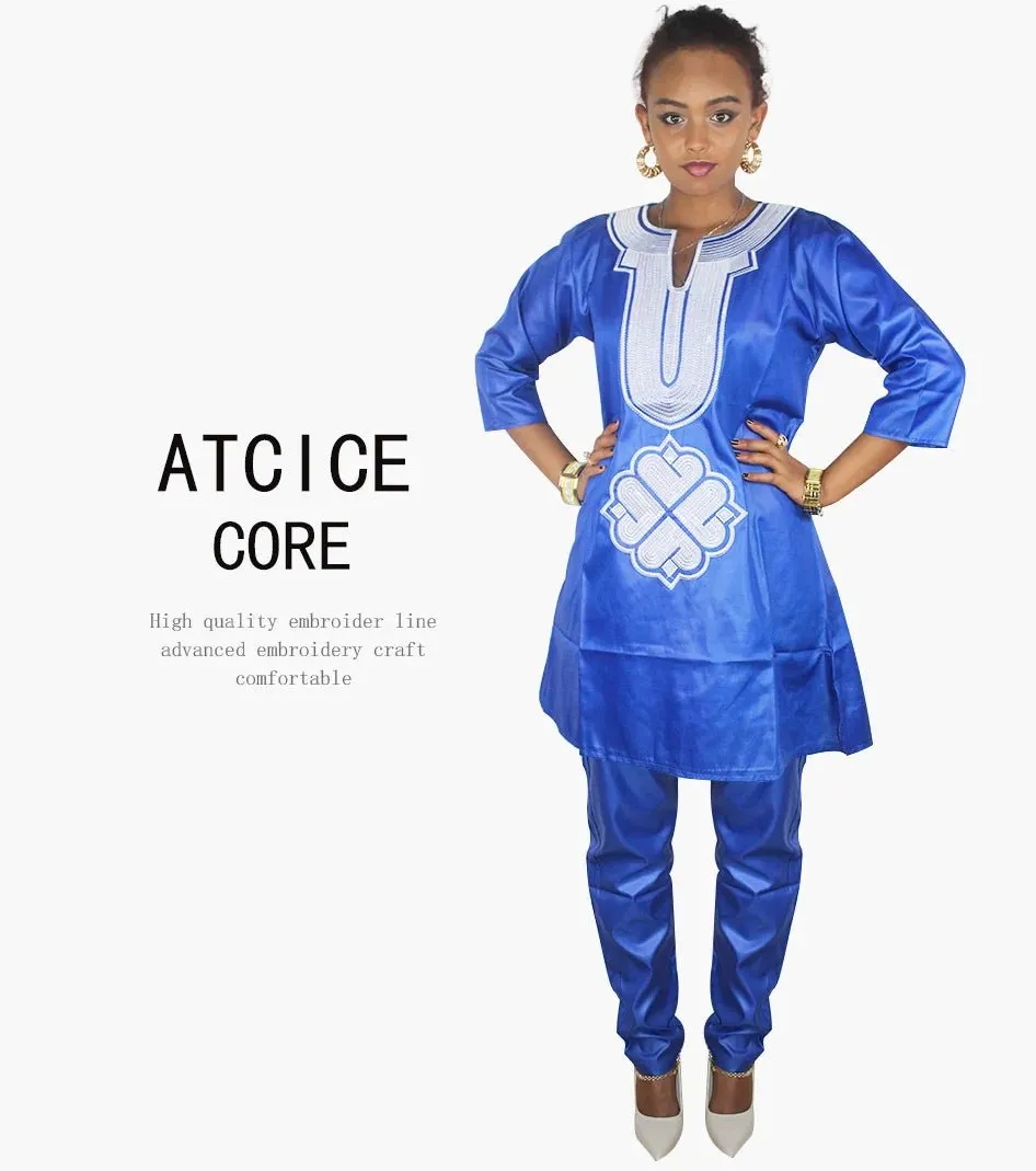 African Dress For Woman Soft Material Emboridery Design Top And Pants