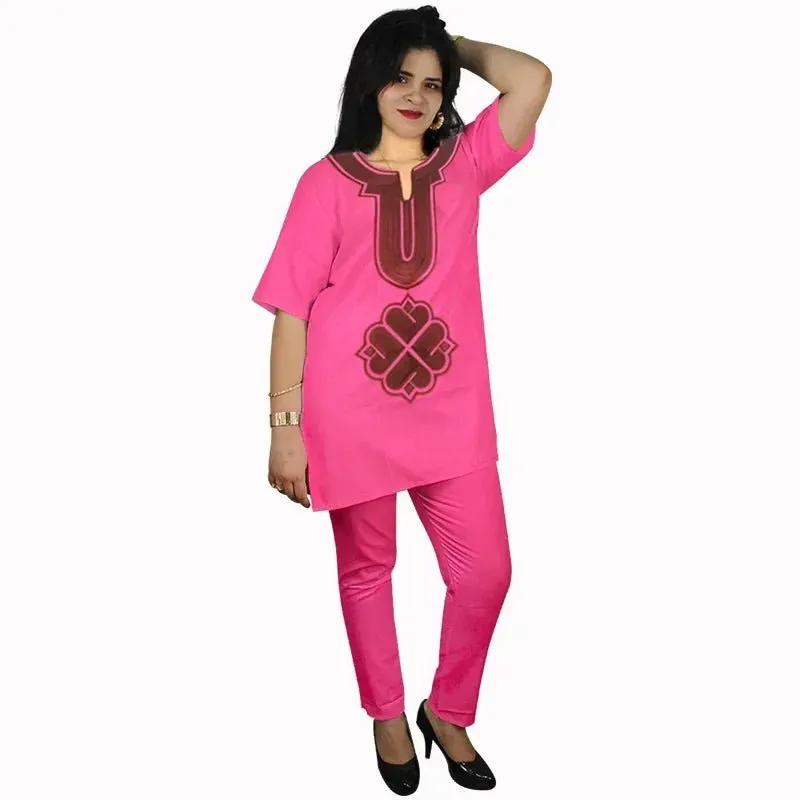 African Dress For Woman Soft Material Emboridery Design Top And Pants