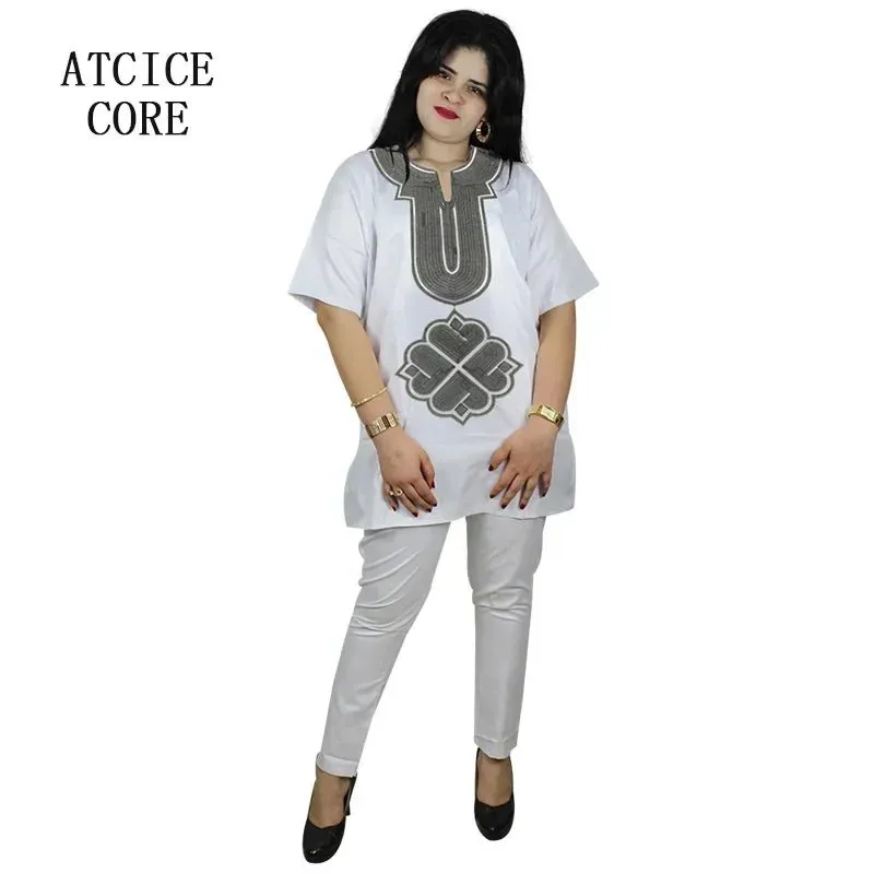 African Dress For Woman Soft Material Emboridery Design Top And Pants