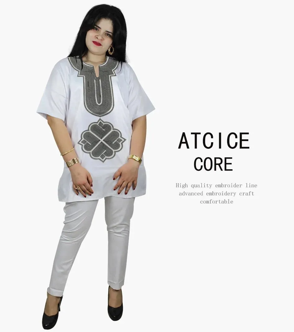 African Dress For Woman Soft Material Emboridery Design Top And Pants