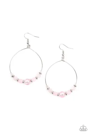 Ambient Afterglow - Pink - Beaded Hoop Paparazzi Fishhook Earrings