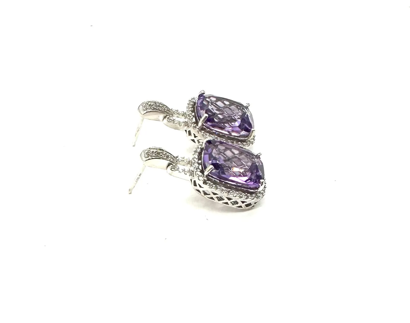 Amethyst & Diamond Halo Earrings