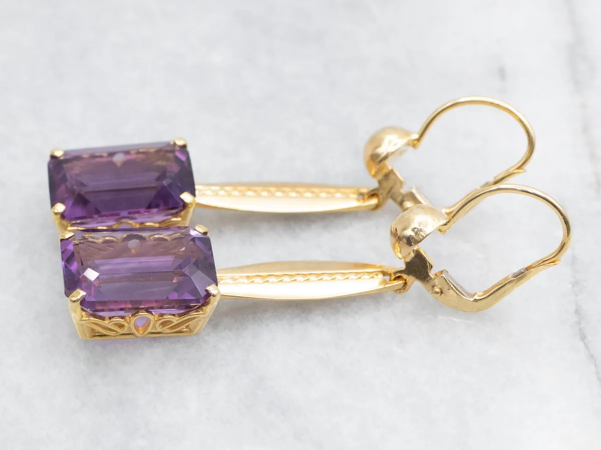 Amethyst Bar Drop Earrings