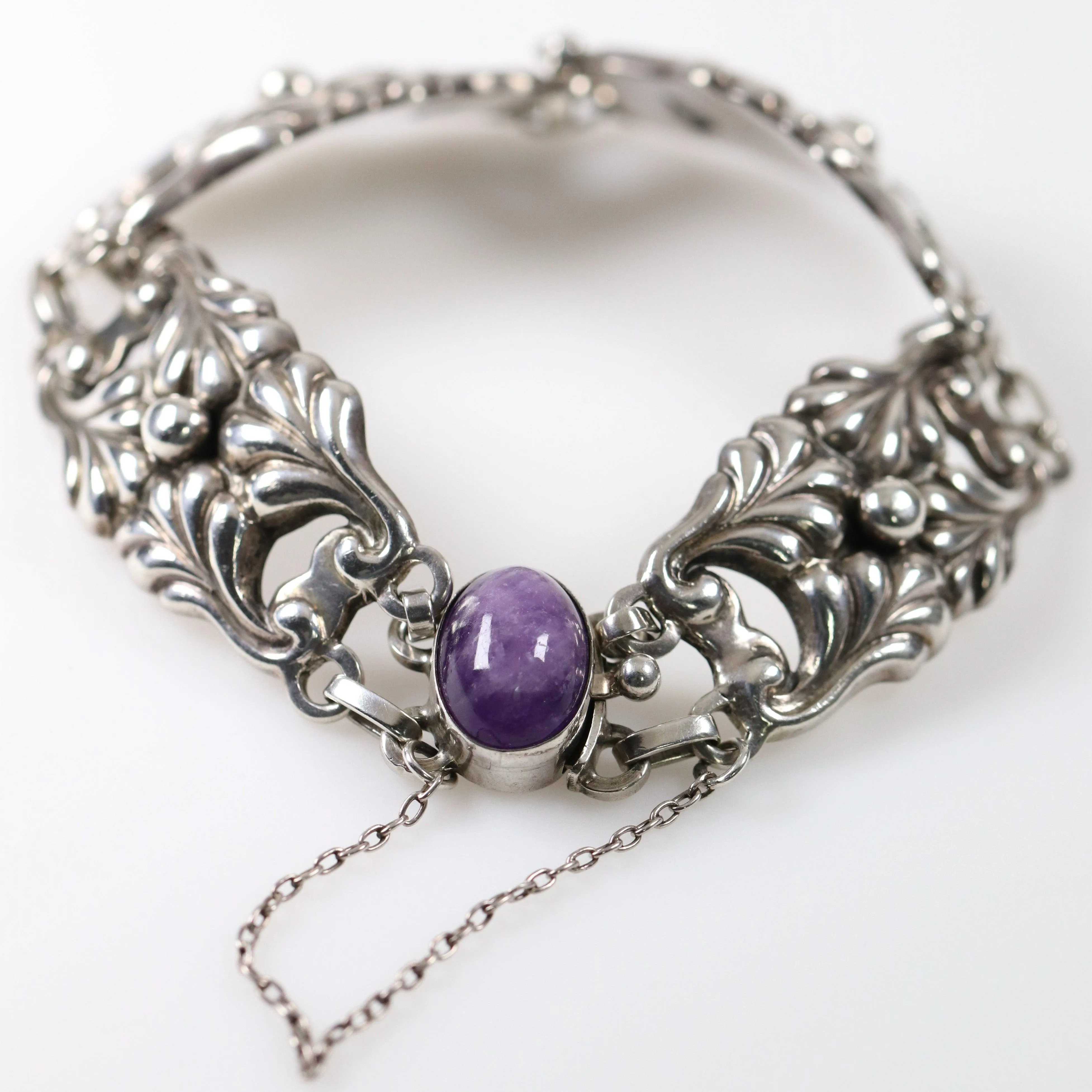 Antique Georg Jensen Jewelry | Rare Amethyst Bracelet 5