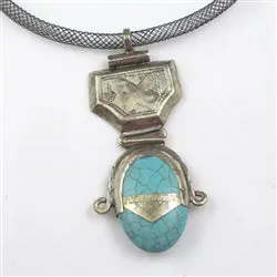 Antique Silver & Turquoise Pendant Necklace