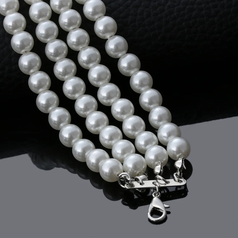 Ashore Shop Multi Layer Chain Pearl Imitation Choker Necklace