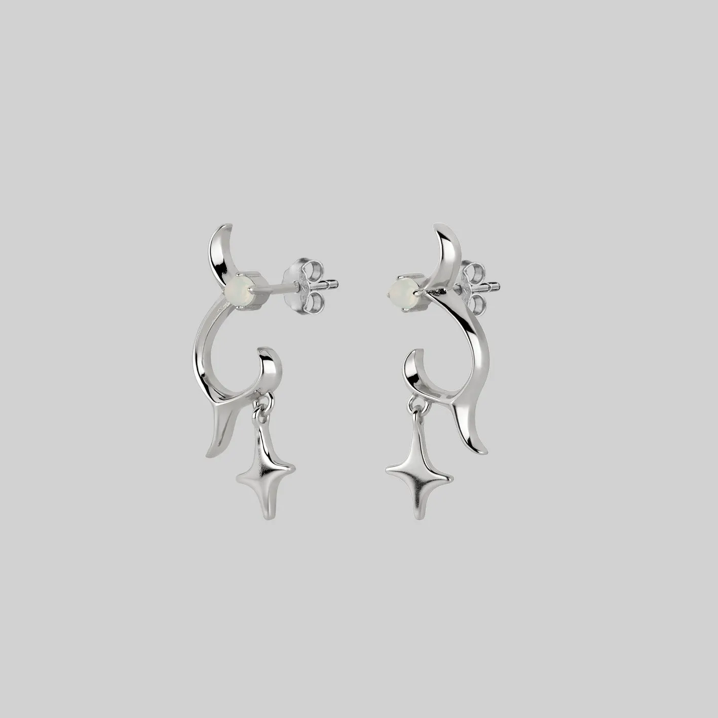 ASTRA. Abstract Waves & Stars Earrings - Silver