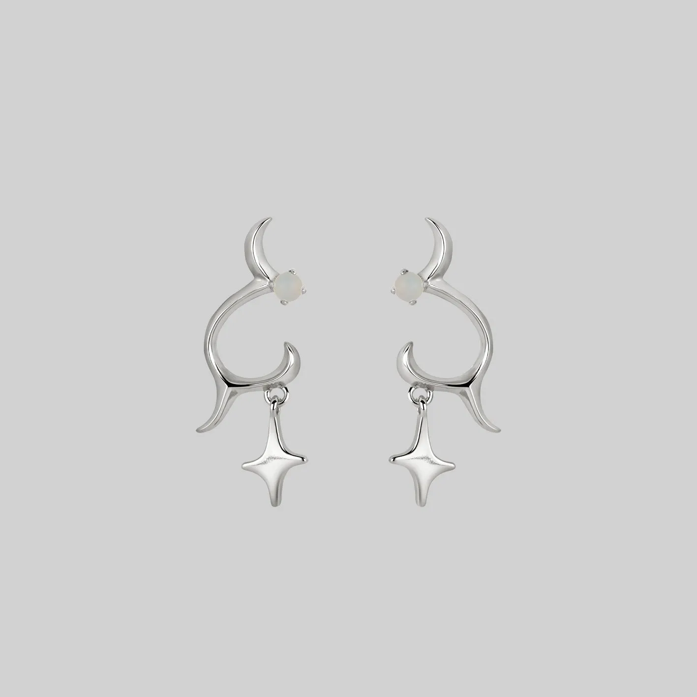 ASTRA. Abstract Waves & Stars Earrings - Silver