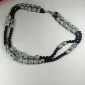 Black and Green Gemstone Beaded Necklace