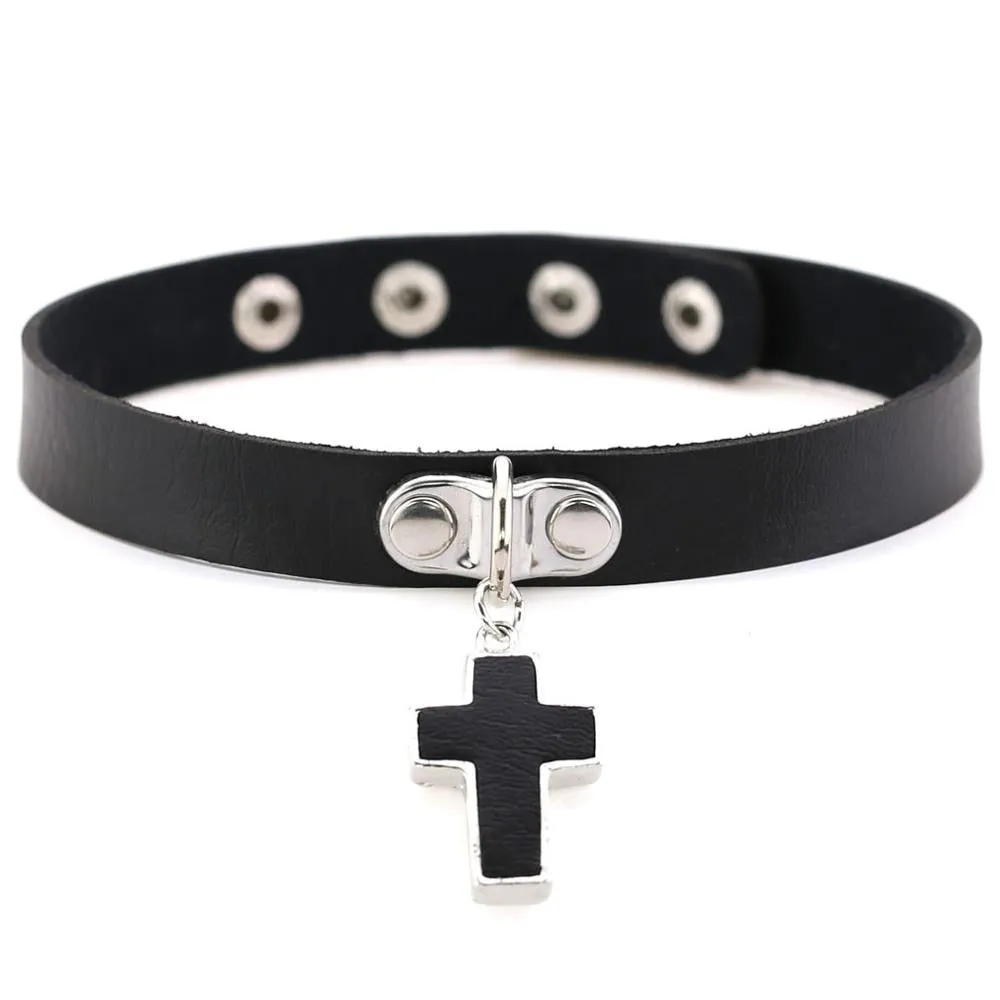 Black cross Gothic choker necklace women Punk rock Goth Choker trendy chocker  collar for women fashion jewelry wholesale