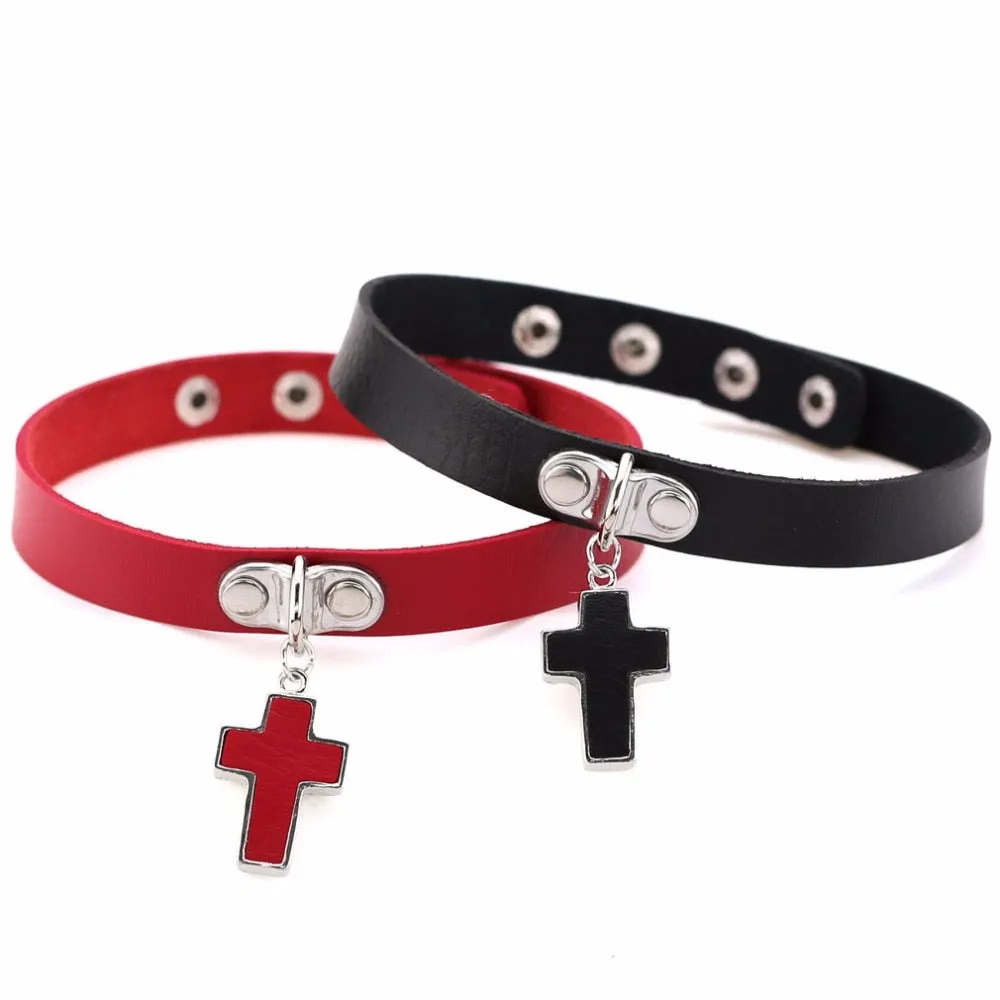 Black cross Gothic choker necklace women Punk rock Goth Choker trendy chocker  collar for women fashion jewelry wholesale