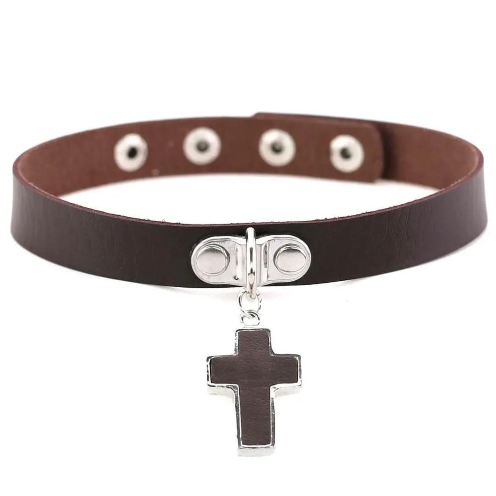 Black cross Gothic choker necklace women Punk rock Goth Choker trendy chocker  collar for women fashion jewelry wholesale