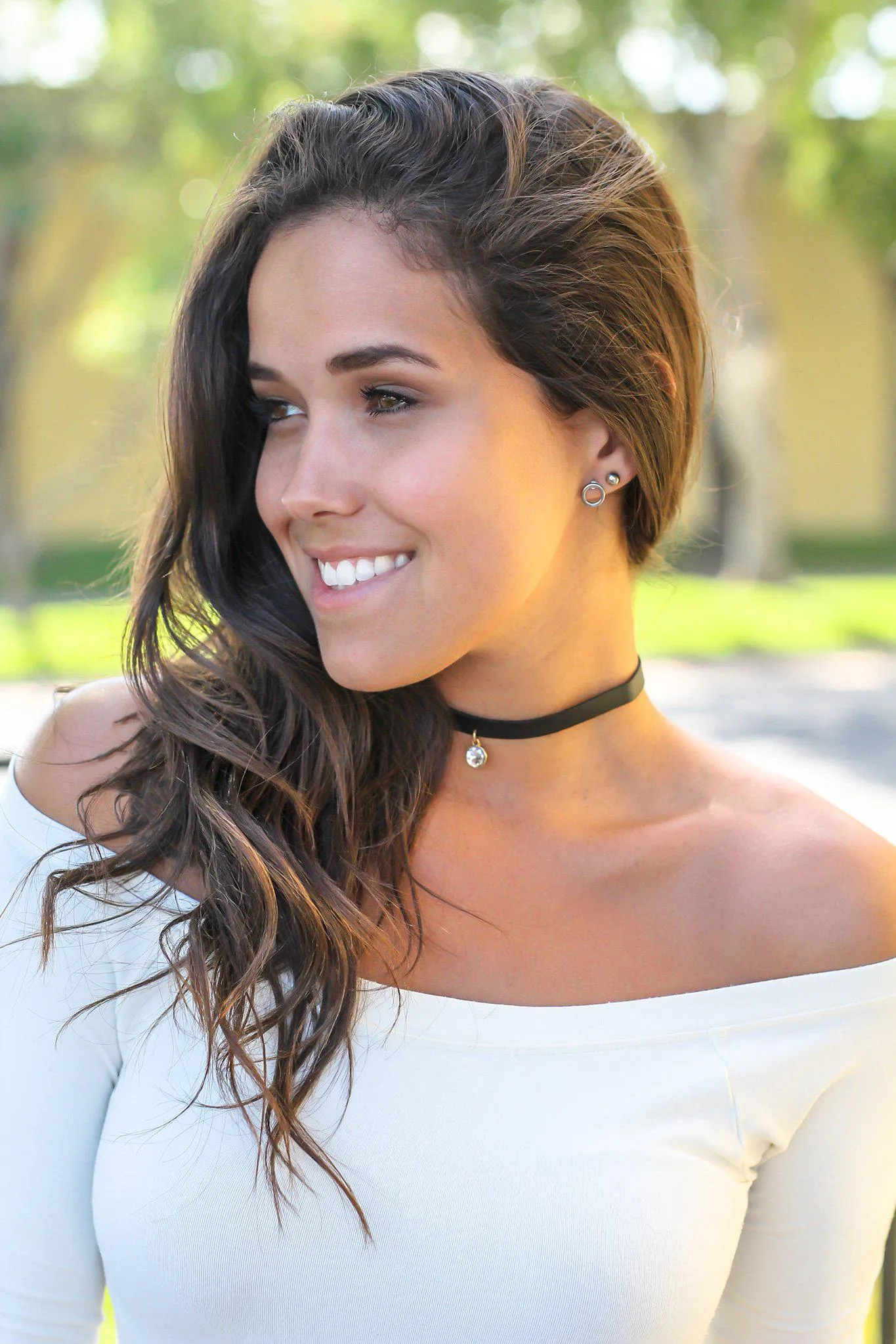 Black Leather Charm Choker