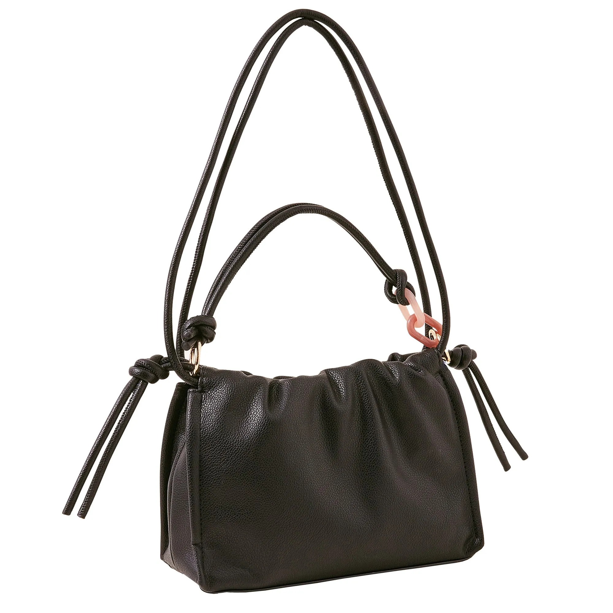 Black Ruched Small Shoulder Bag