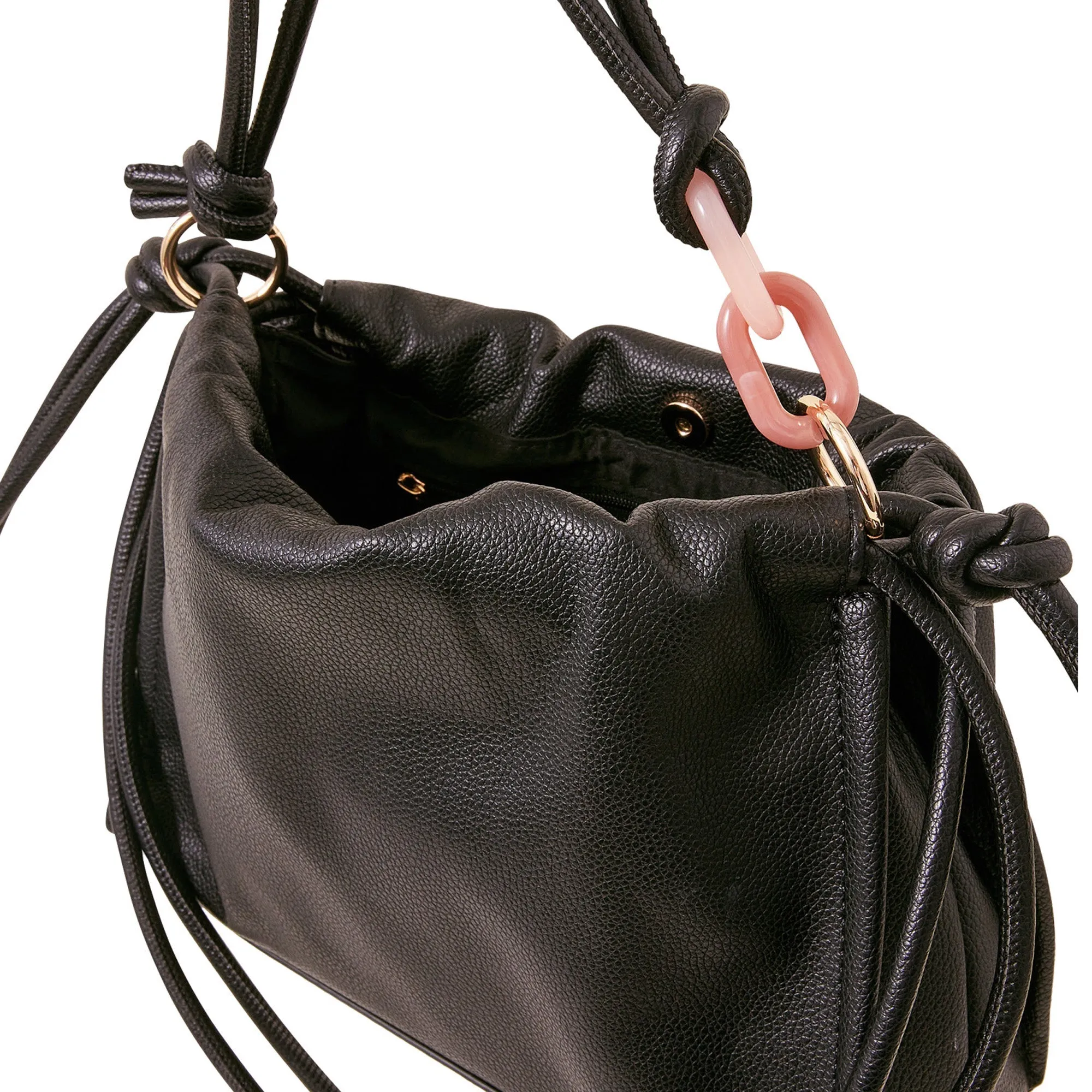 Black Ruched Small Shoulder Bag