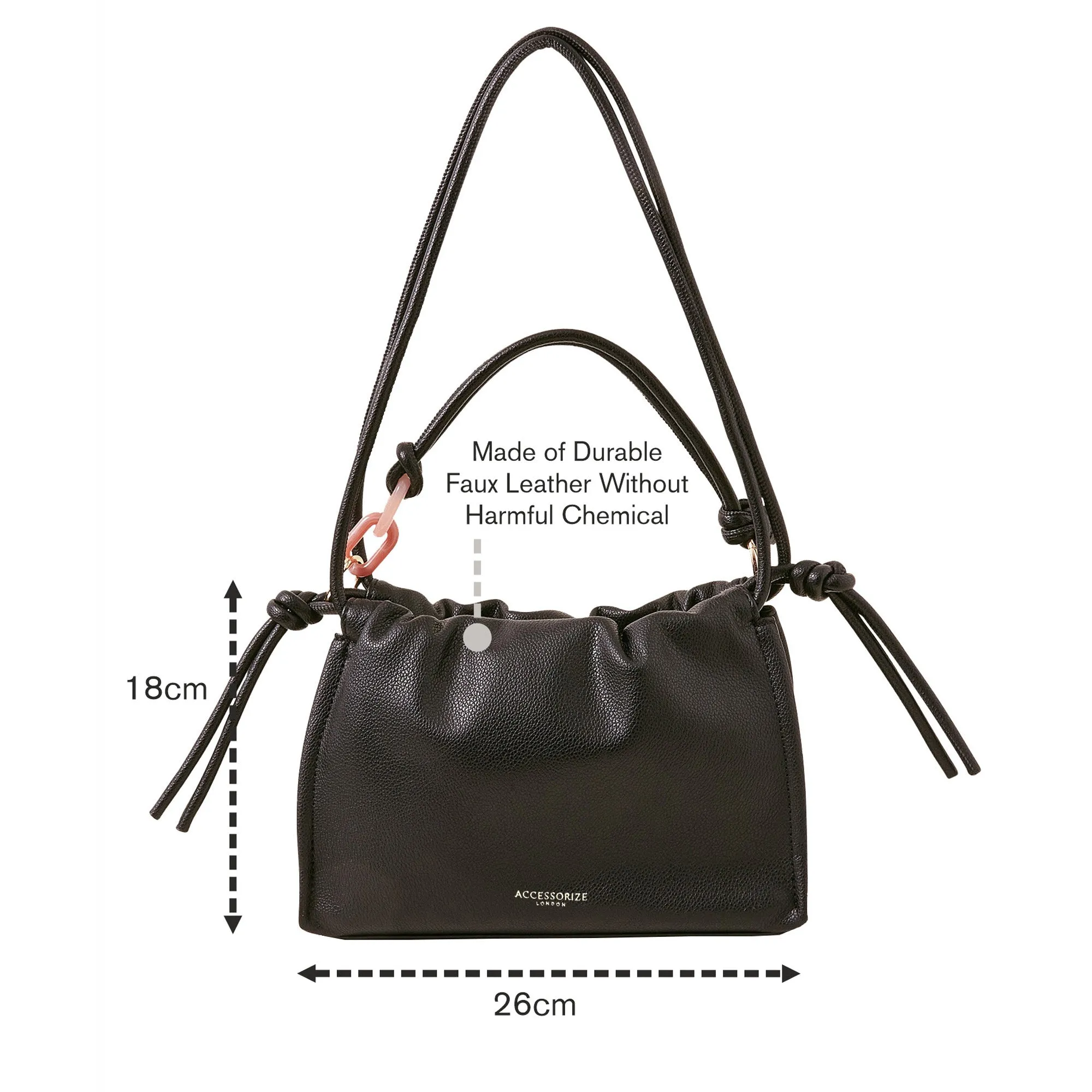 Black Ruched Small Shoulder Bag