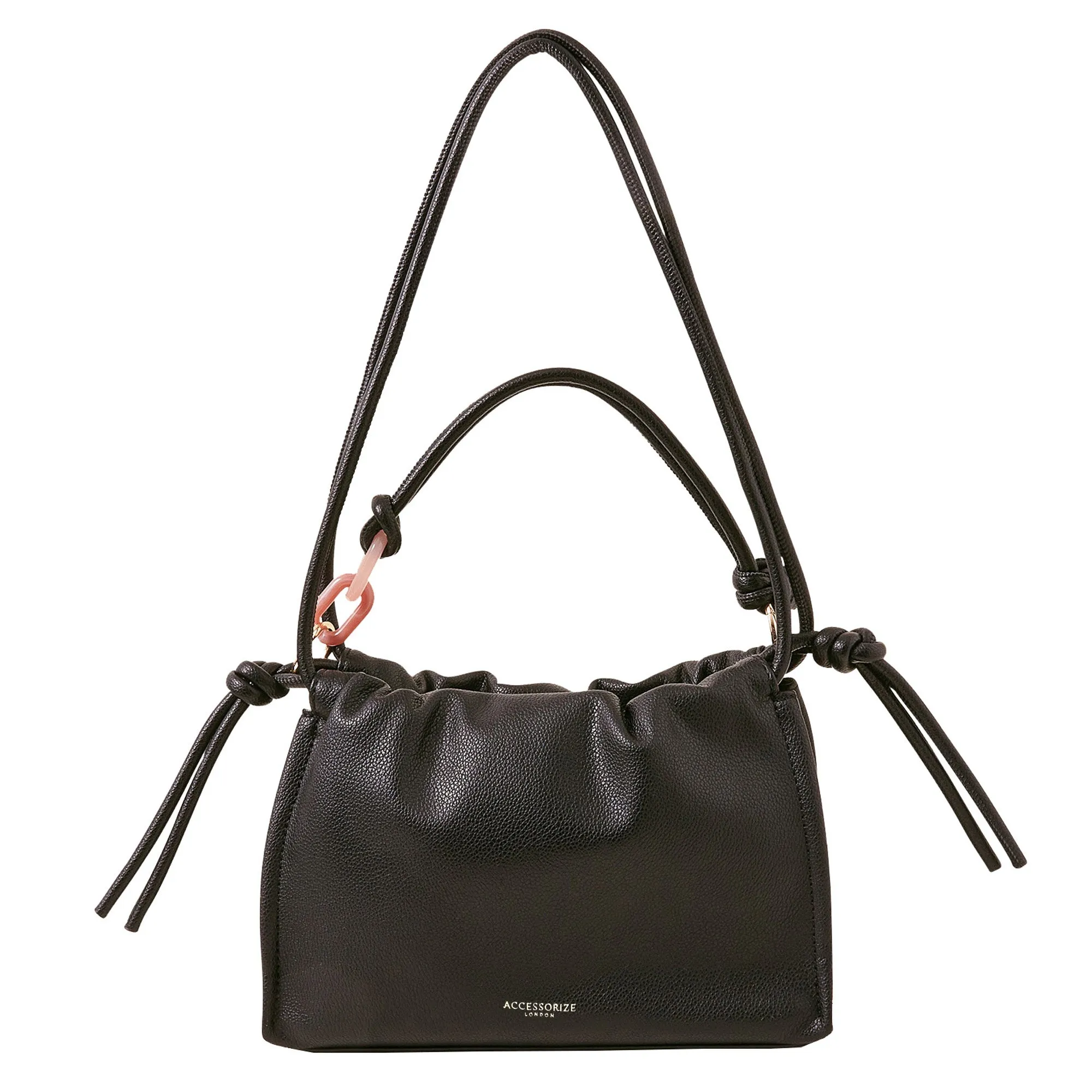 Black Ruched Small Shoulder Bag