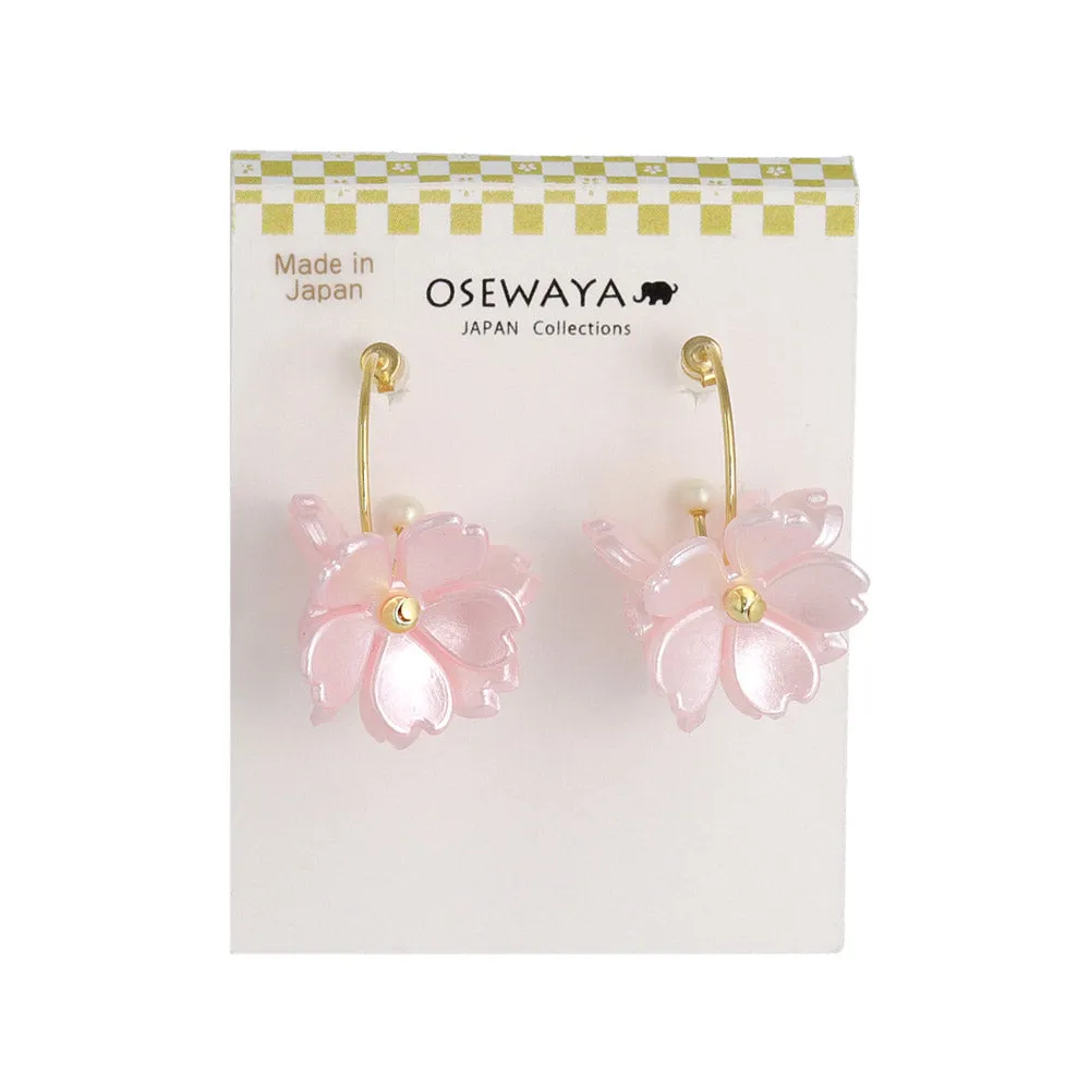 Blossoming Sakura Hoop Plastic Earrings