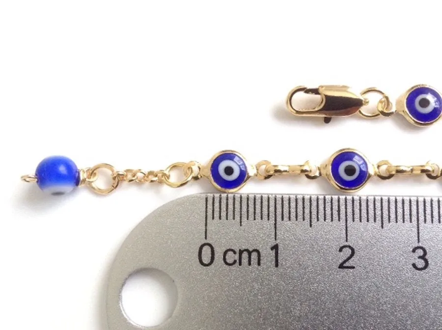 Blue Evil Eye Chain Bracelet Birthday Jewish Gift Pulsera contra Mal de Ojo