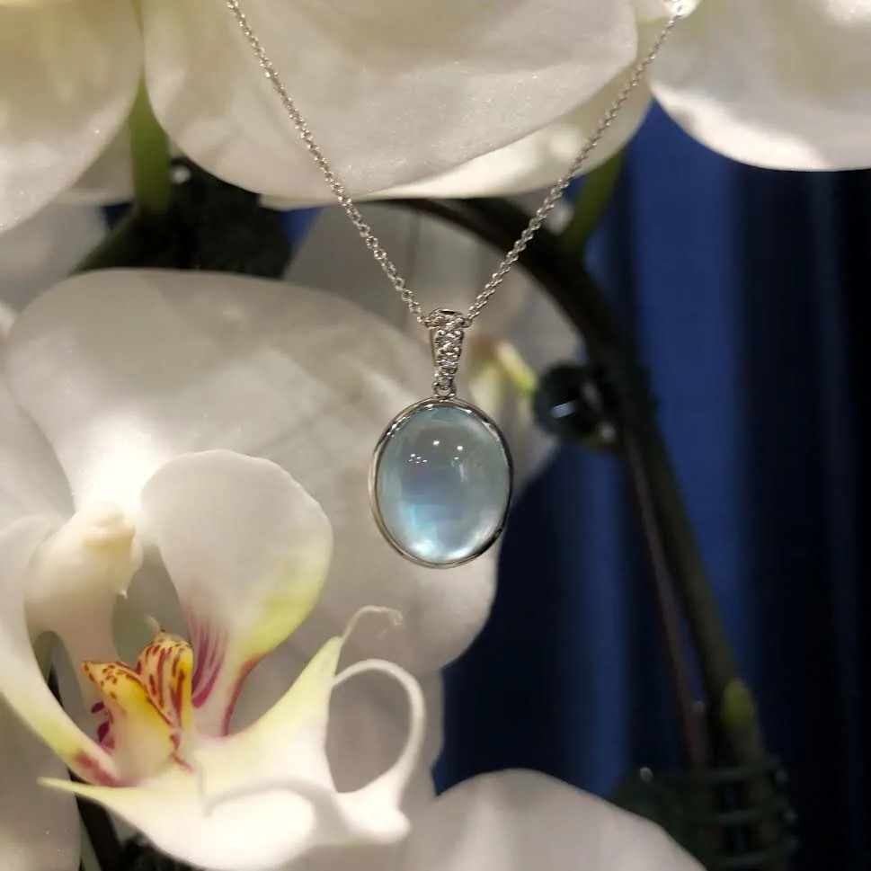 Blue Topaz Over Mother of Pearl Necklace