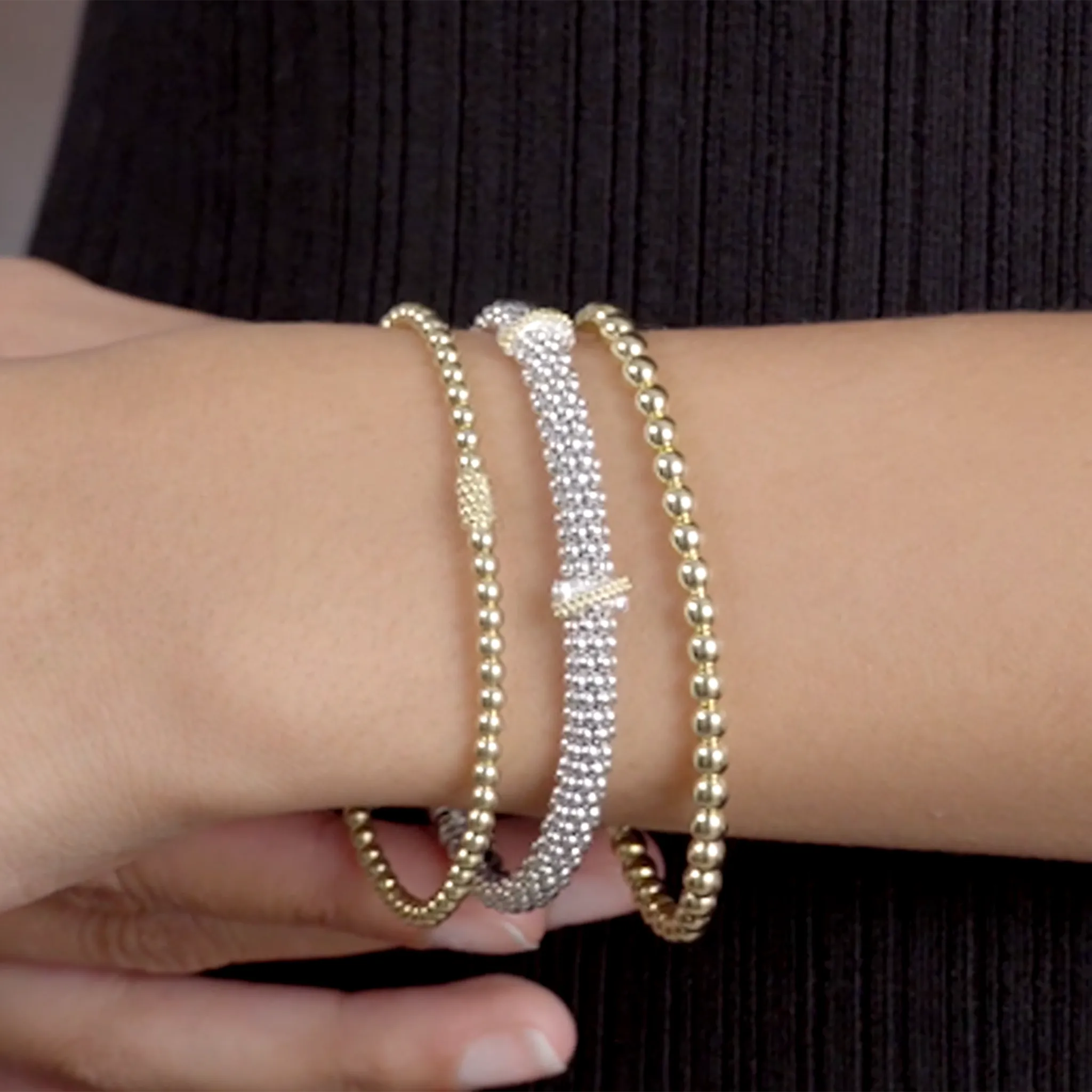 Caviar Gold 18K Gold Bead Bracelet | 3mm