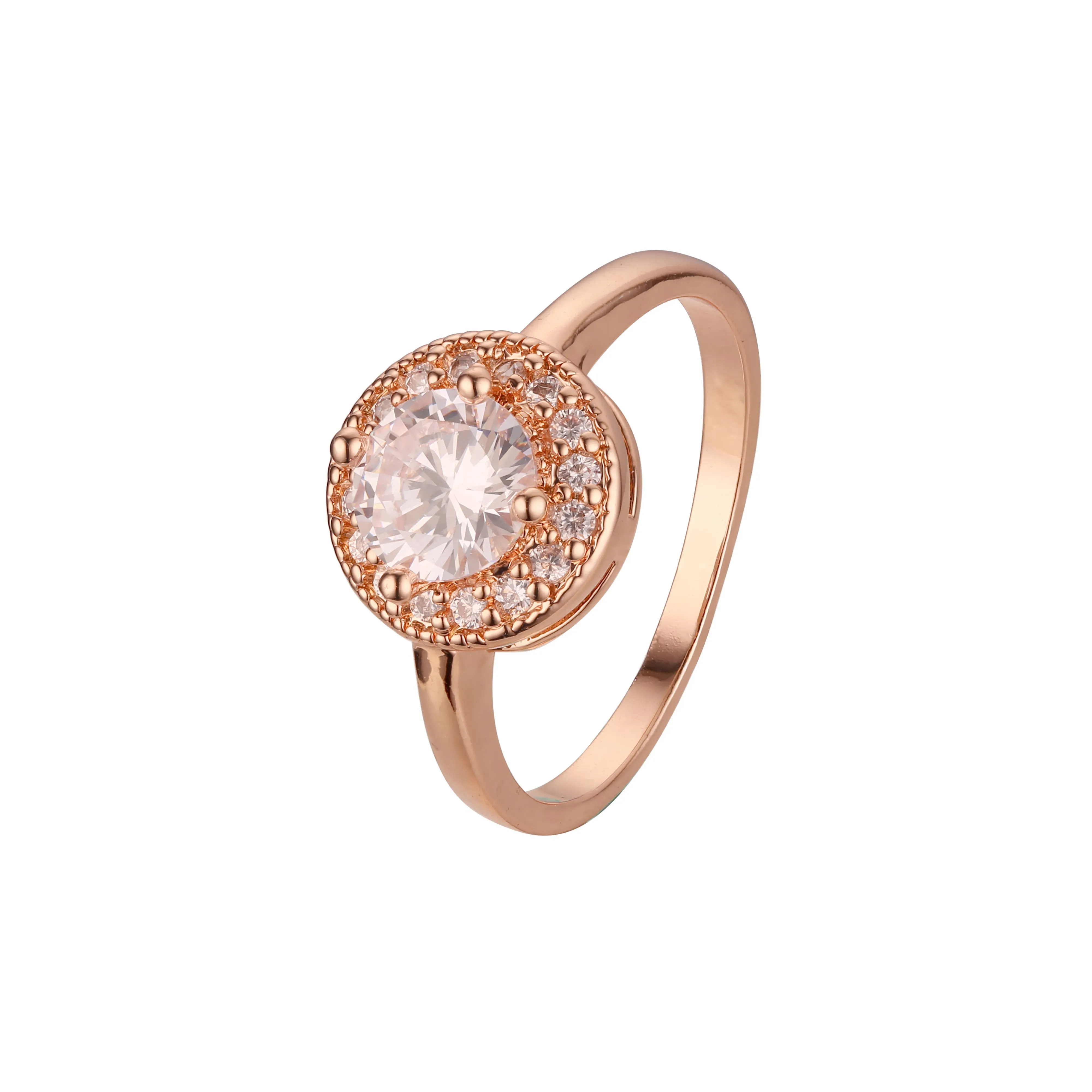 Chic colorful cubic zirconia Rose Gold halo rings