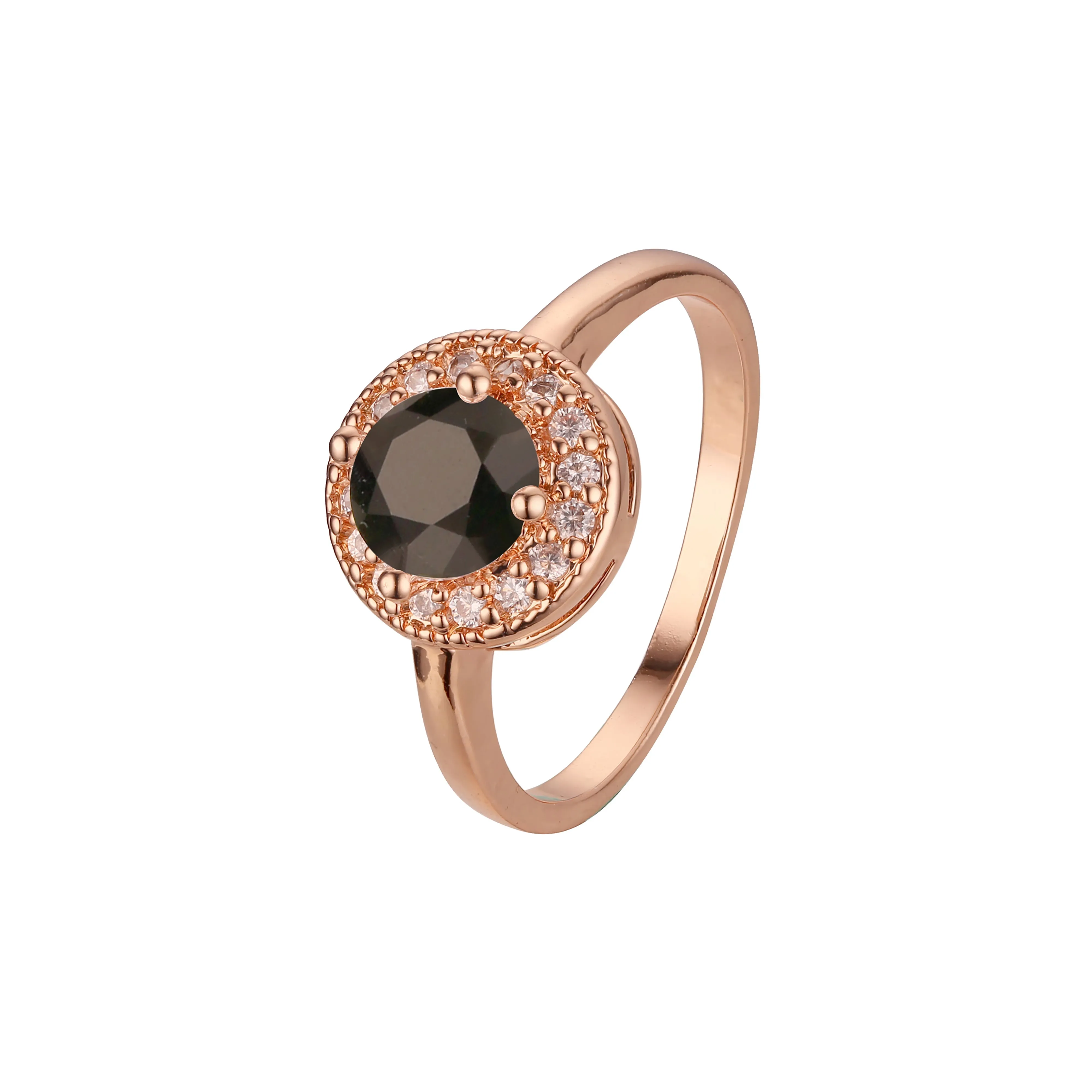 Chic colorful cubic zirconia Rose Gold halo rings