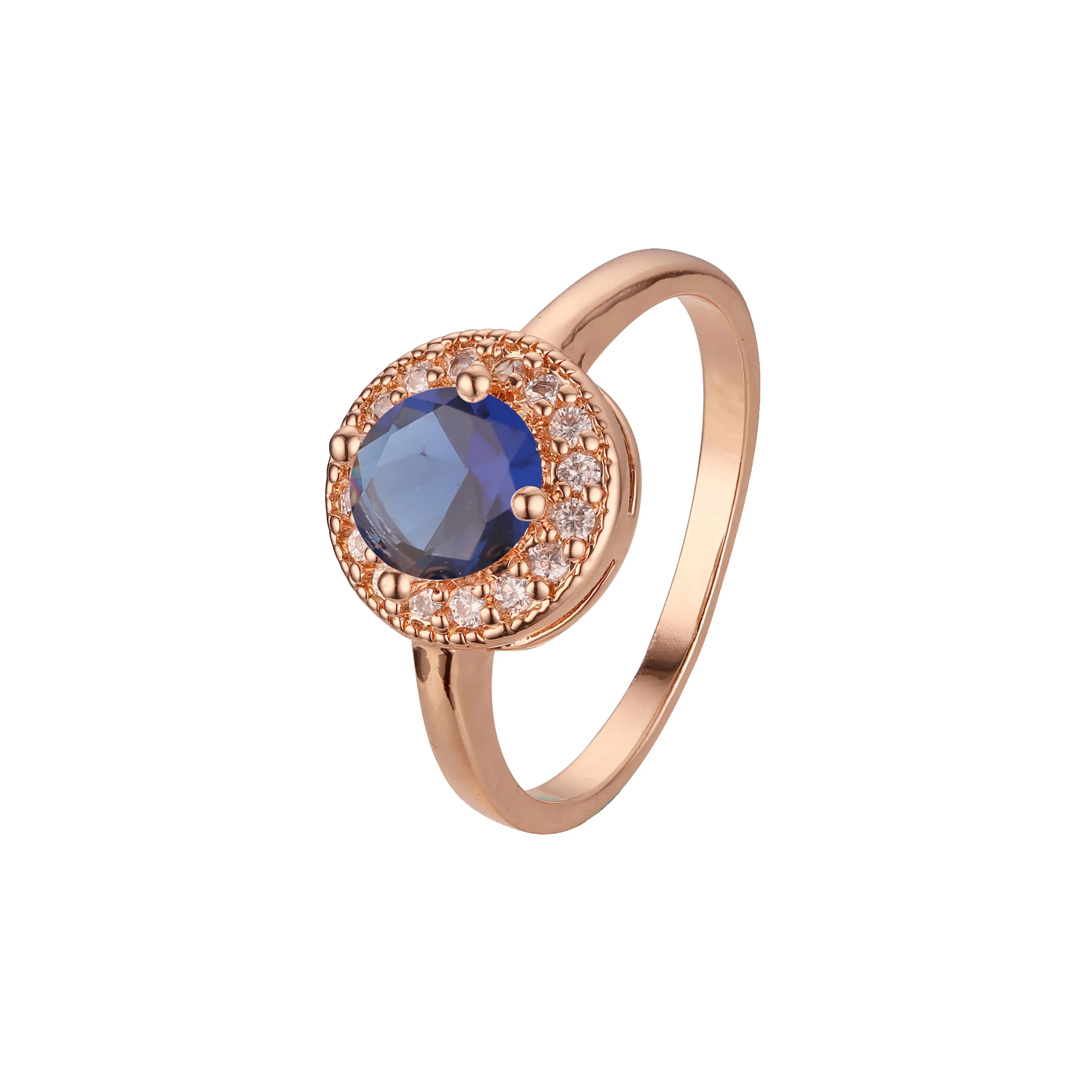 Chic colorful cubic zirconia Rose Gold halo rings