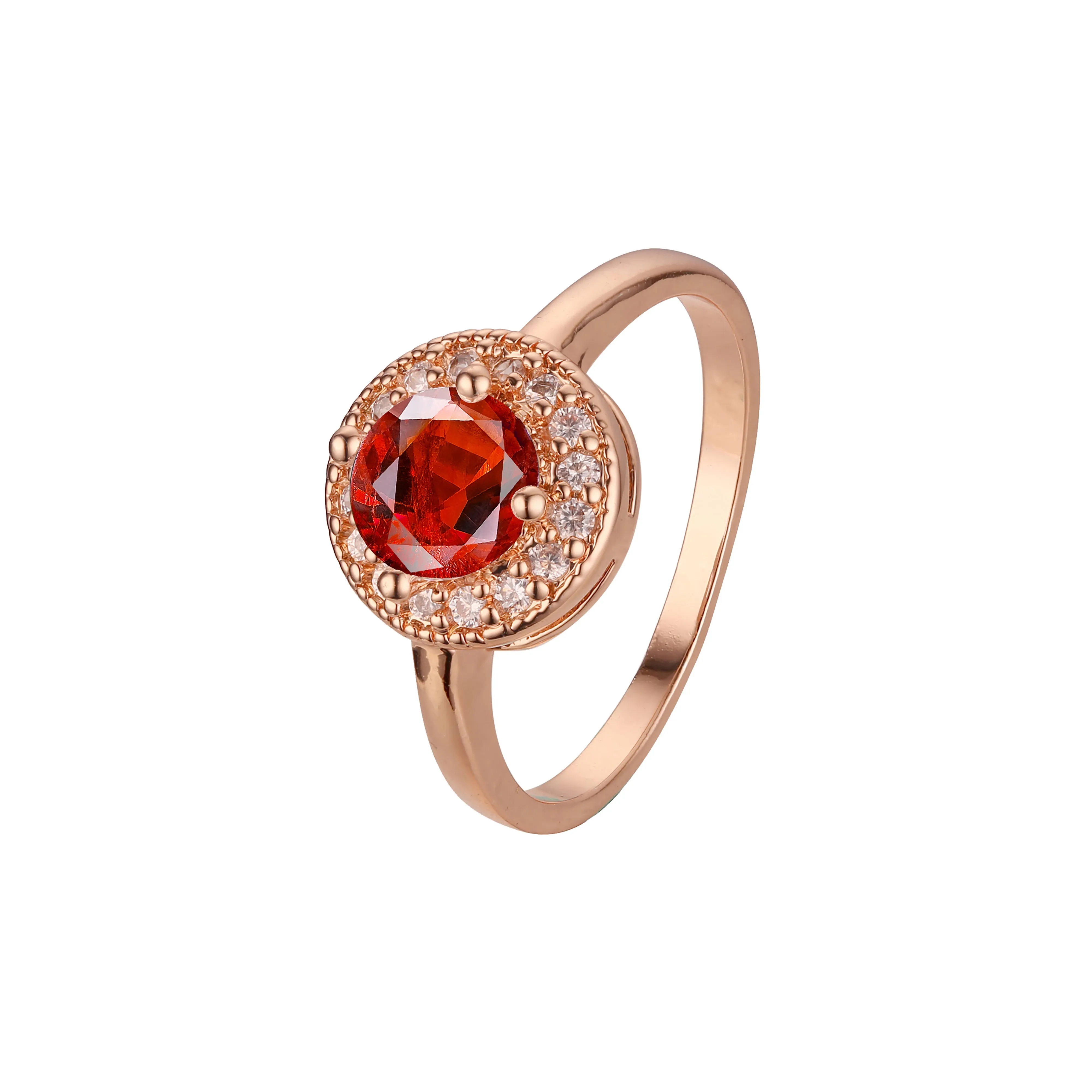 Chic colorful cubic zirconia Rose Gold halo rings