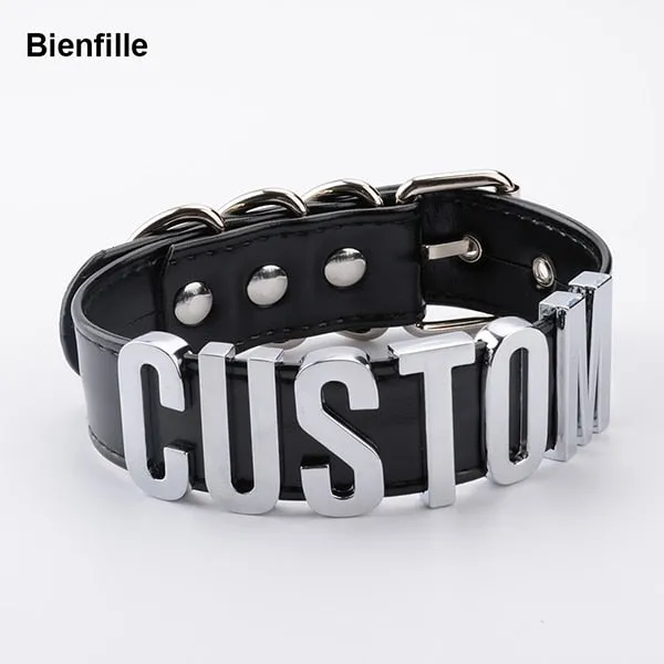 choker necklace PU leather custom personalized name for e.g. cosplay