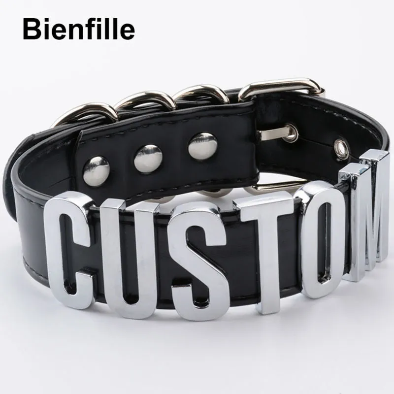 choker necklace PU leather custom personalized name for e.g. cosplay