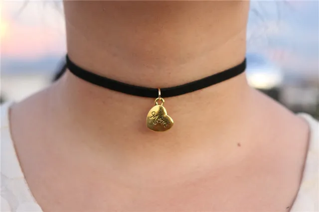 Choker Necklaces Women Black Velvet Suede Leather Chain Short Collares Fashion Jewelry Gothic 90's Bijoux Steampunk ras de cou