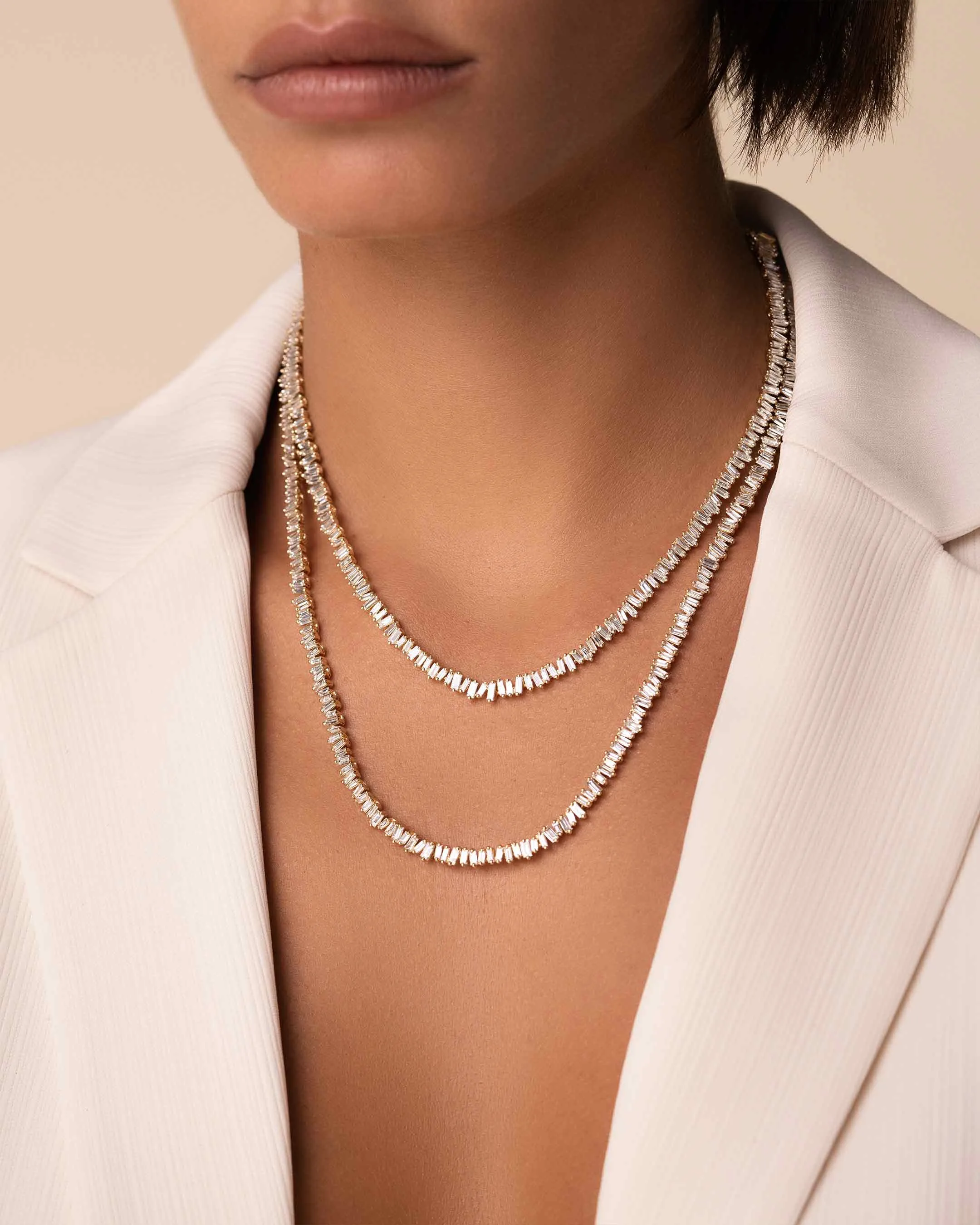 Classic Diamond 36" Inch Baguette Tennis Necklace