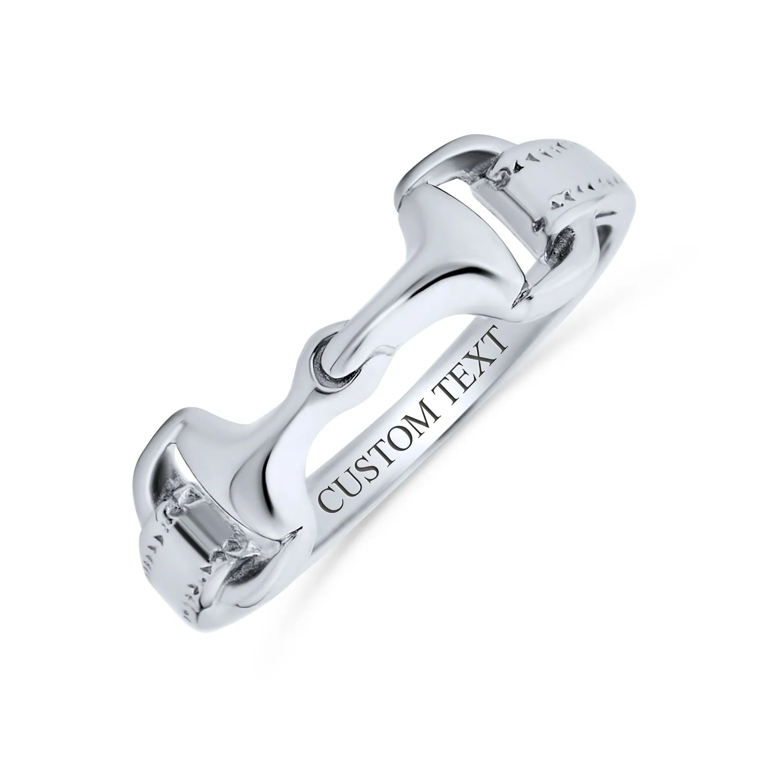 Cowgirl Equestrian Silver Ring with Double Horse Snaffle Bit Design