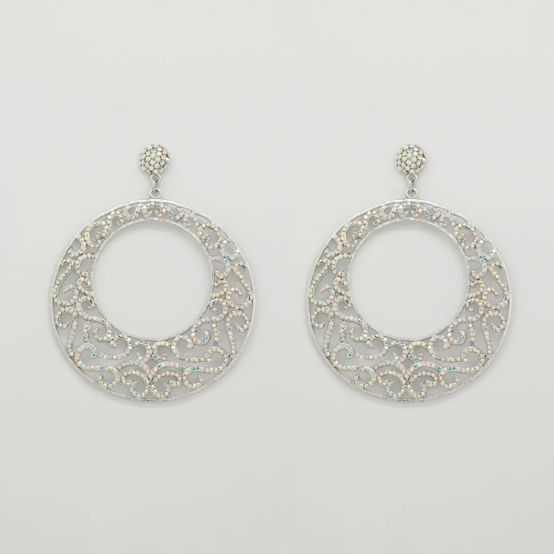 Crystal Filigree Disc Earrings