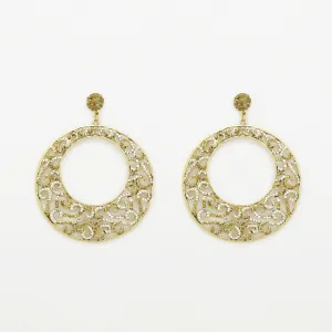 Crystal Filigree Disc Earrings