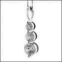 Cubic Zirconia Cz 1.5 TCW 3 Round Stone Drop Pendant