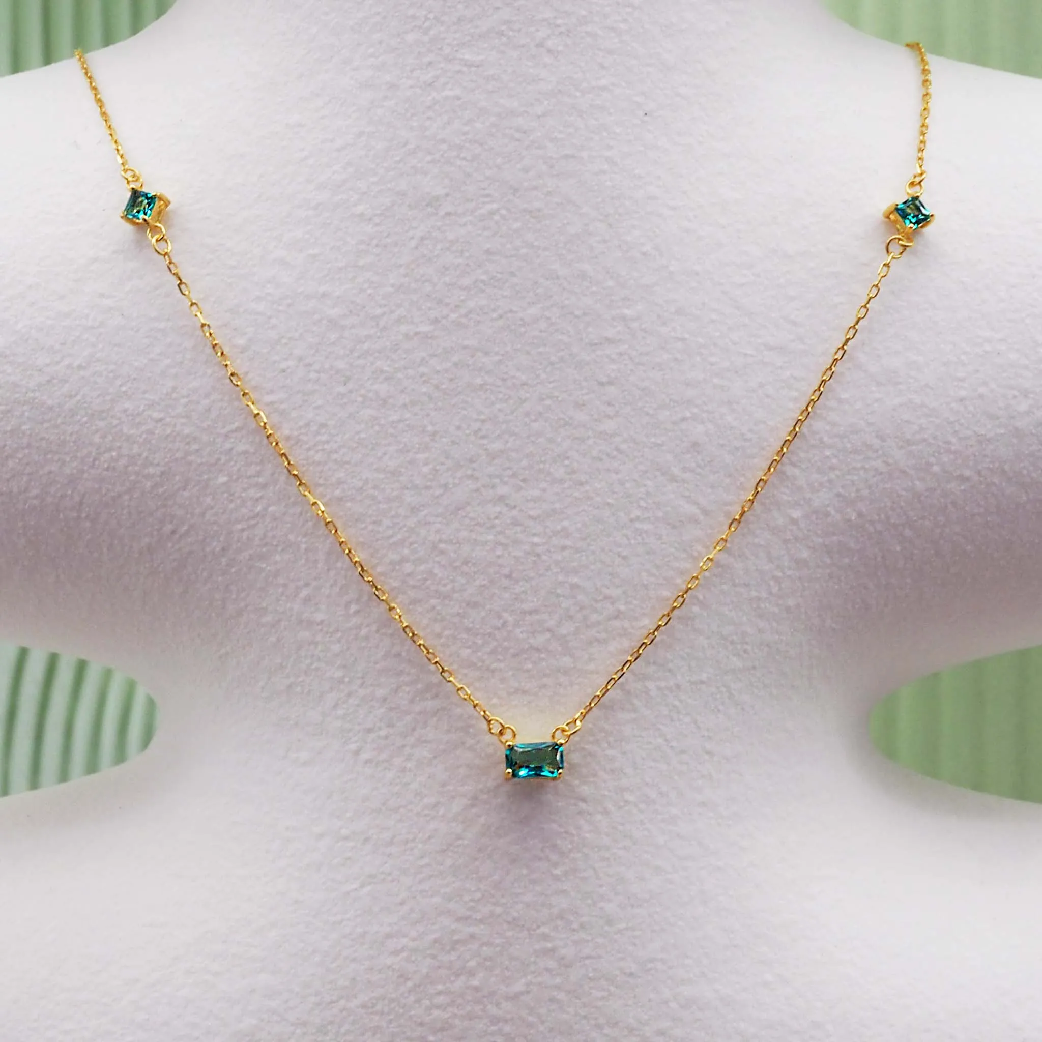 Dainty Green and Gold Necklace