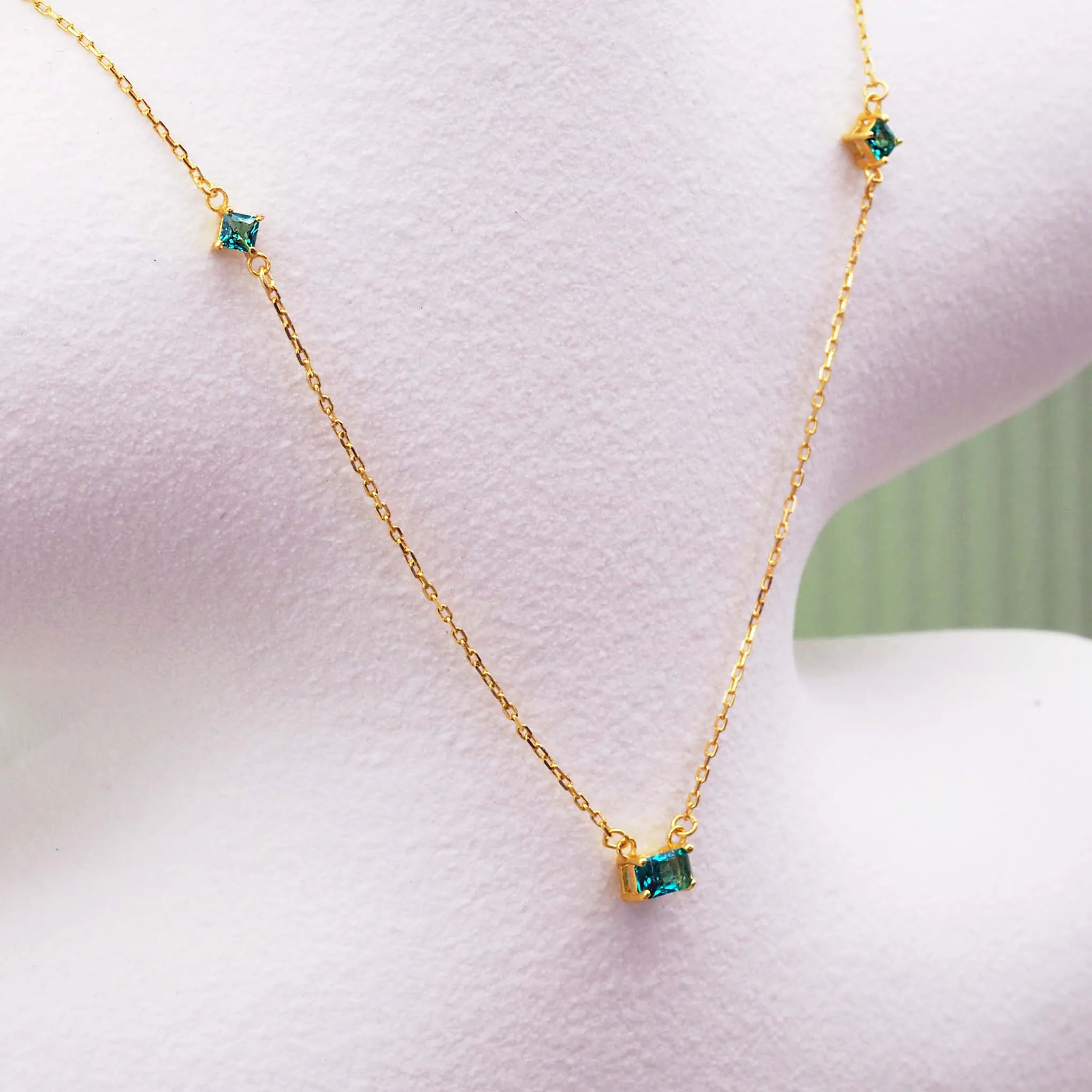 Dainty Green and Gold Necklace