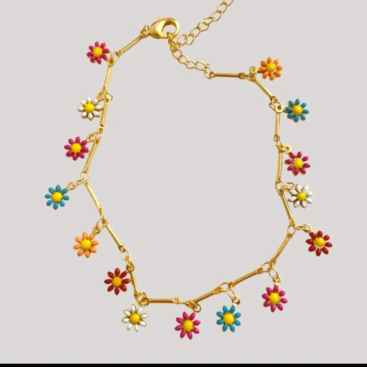 DAISY RAINBOWS 18K GOLD OR SILVER  WATERPROOF ANKLET