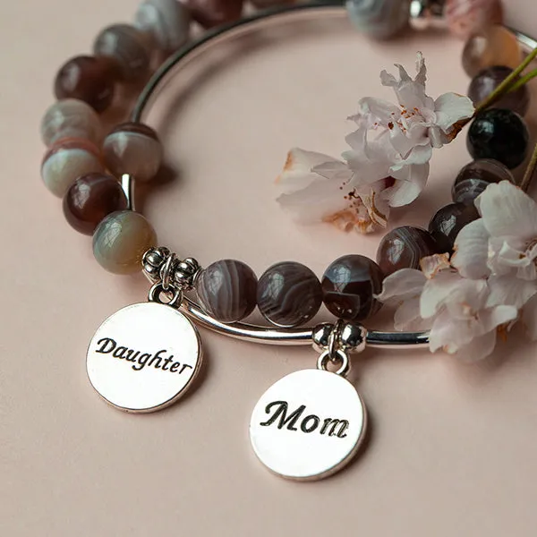 Daughter | Stone Beaded Charm Bracelet | Amazonite