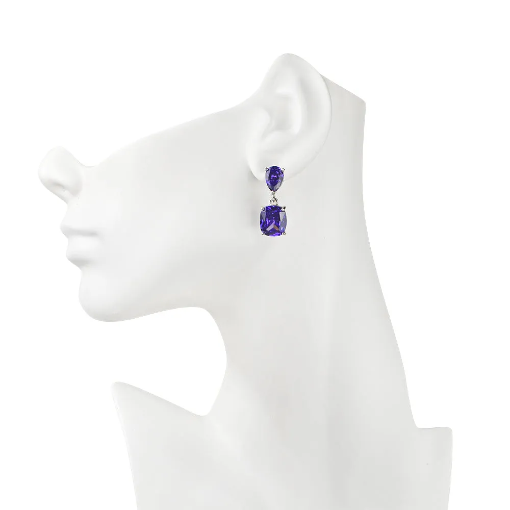 Dazzling Dreamer CZ Pierced Earrings (Sterling Silvertone/Violet)