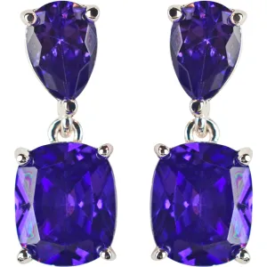 Dazzling Dreamer CZ Pierced Earrings (Sterling Silvertone/Violet)