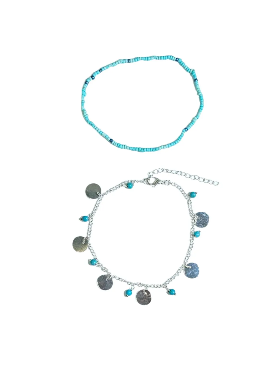 Delicate Discs and Turquoise Beads Anklet