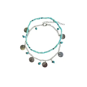 Delicate Discs and Turquoise Beads Anklet