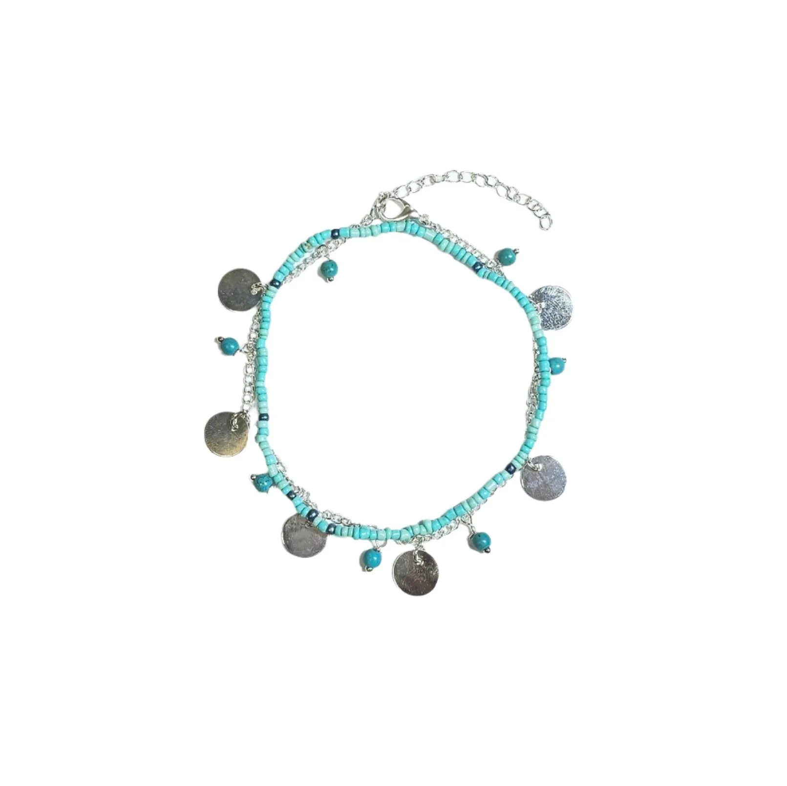 Delicate Discs and Turquoise Beads Anklet