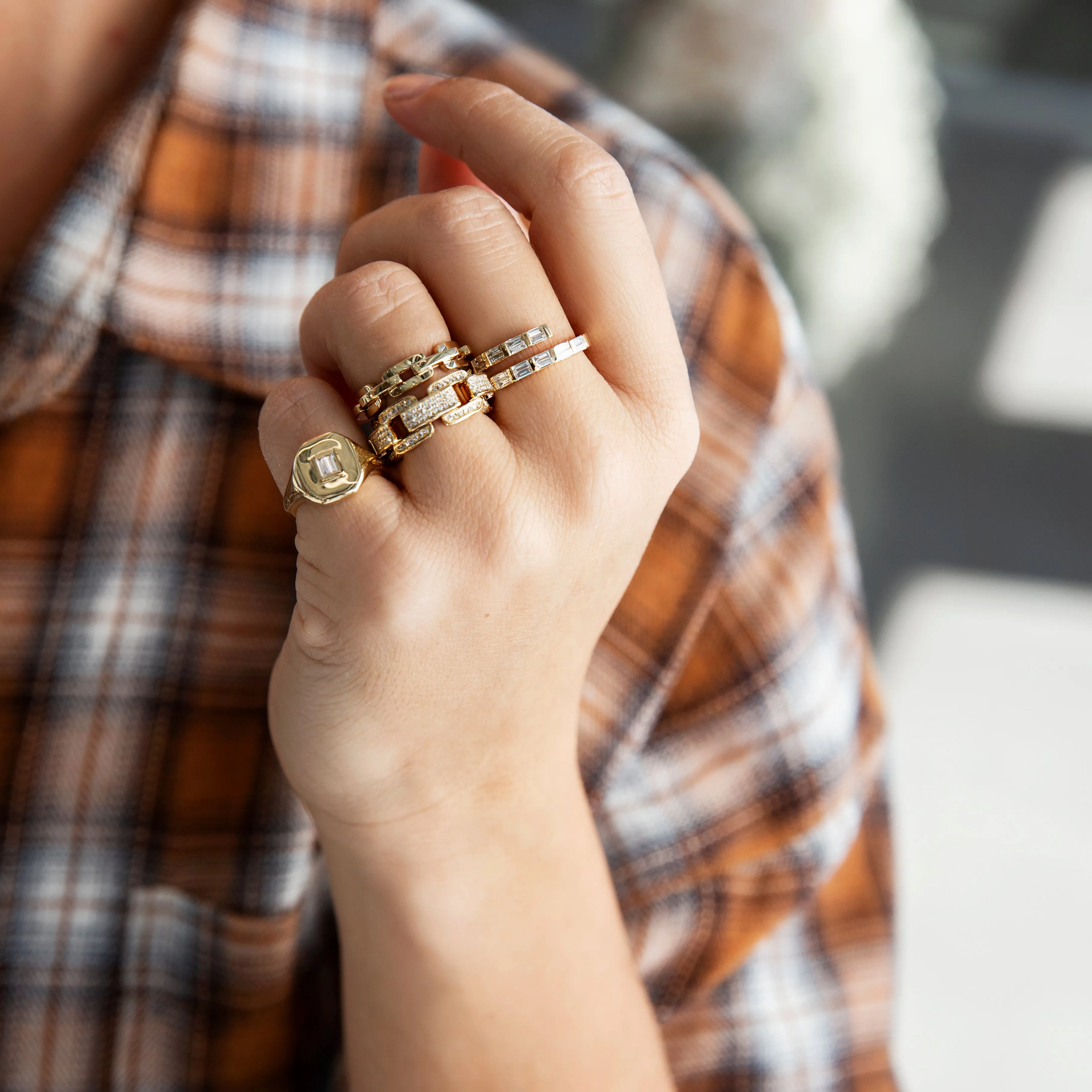 DIAMOND PAVE DECO LINK RING