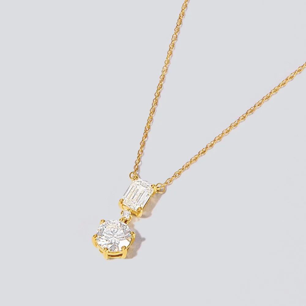 Drop Necklace with 1.00ct of Laboratory Grown Diamonds in 9ct Yellow Gold