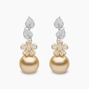 Duchess 18K Gold Pearl and Diamond Floral Motif Earrings