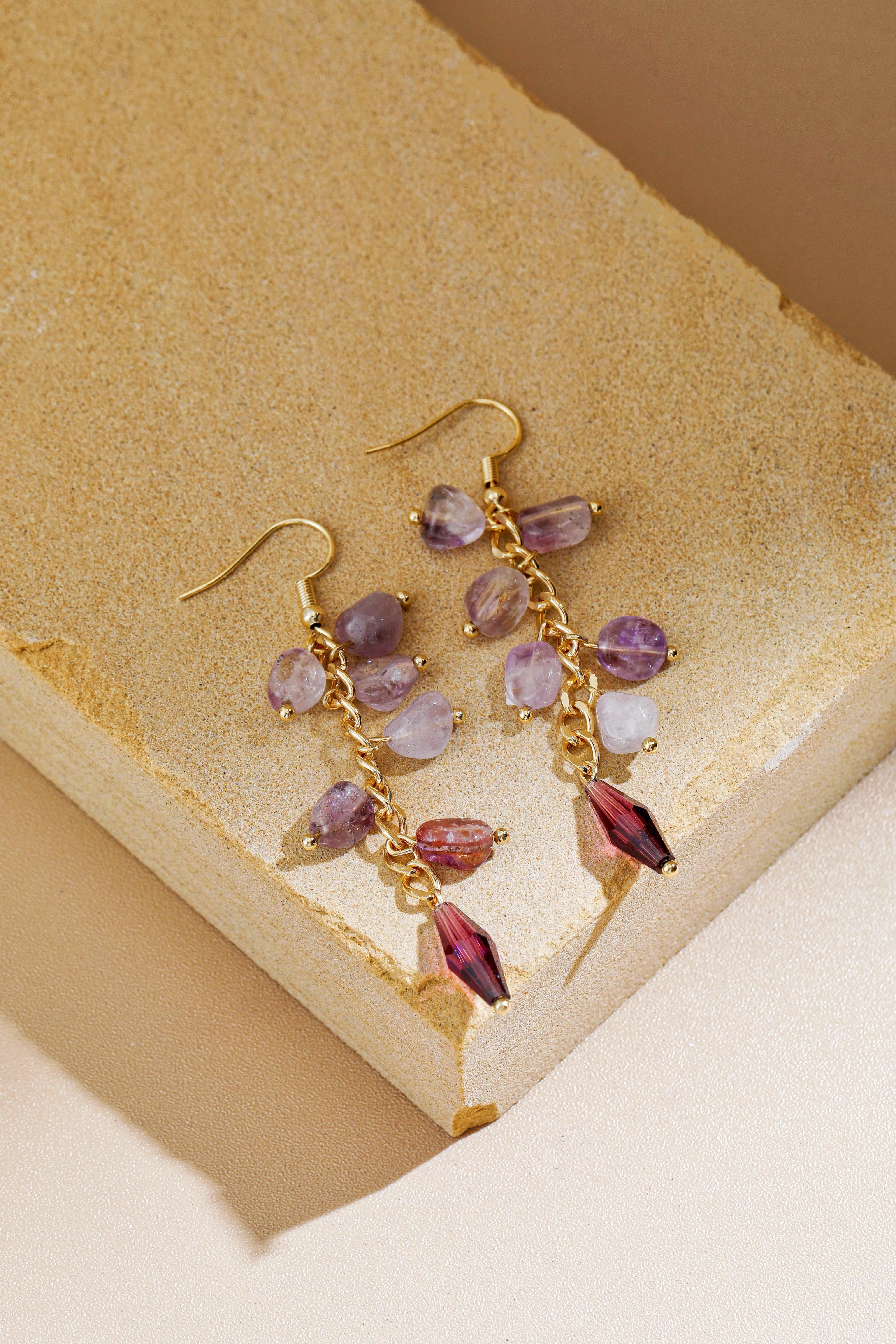 Eirlys Crystal Drop Lavender Earrings